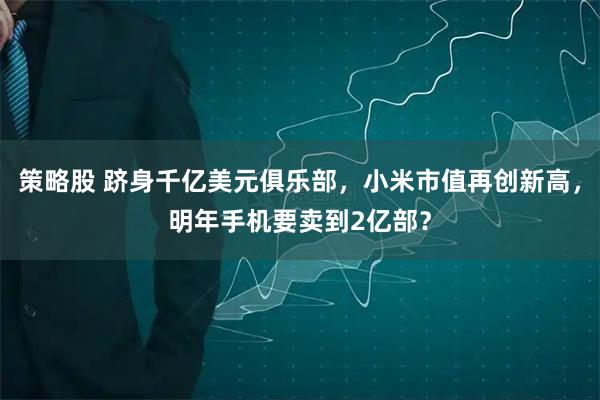 策略股 跻身千亿美元俱乐部，小米市值再创新高，明年手机要卖到2亿部？